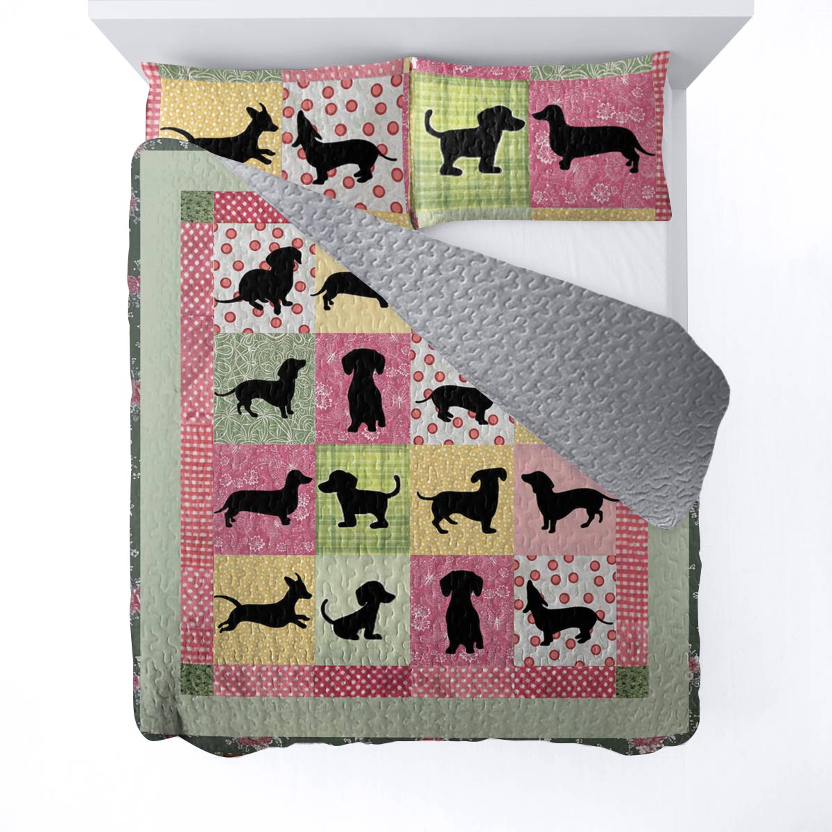 Shineful All Season Quilt 3-Piece Set Dachshund Friends