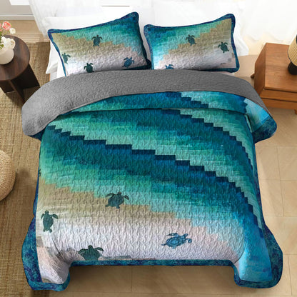 Shineful All Season Quilt 3-Piece Set Sea Turtle Journey