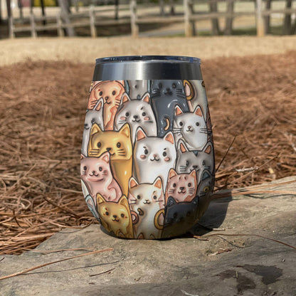 Shineful Wine Tumbler Cat Adorable Cats