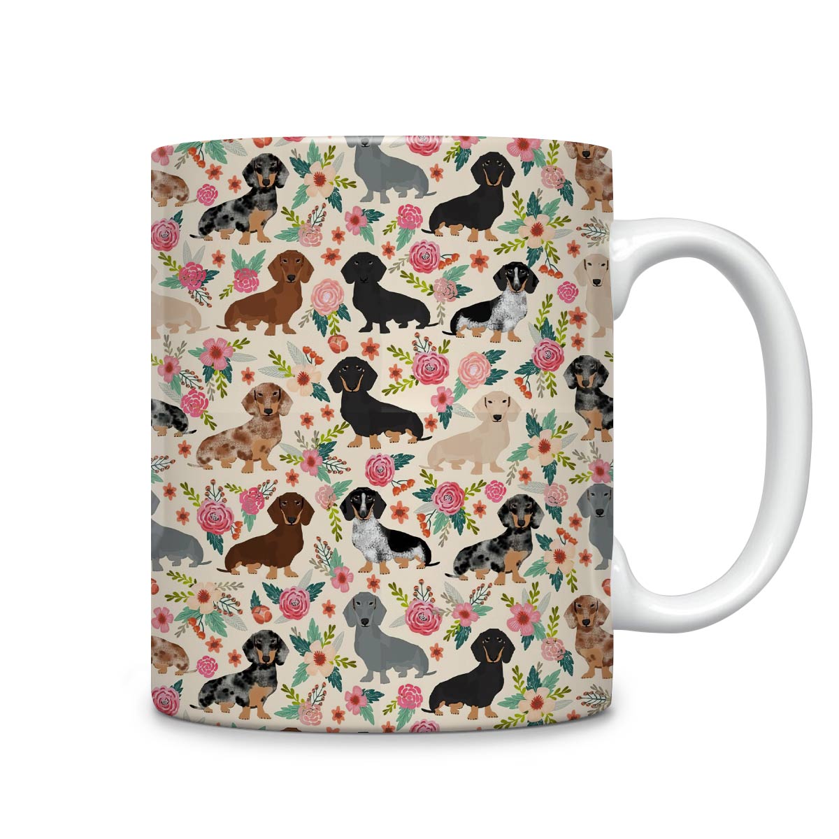 Shineful Ceramic Mug Floral Dachshunds