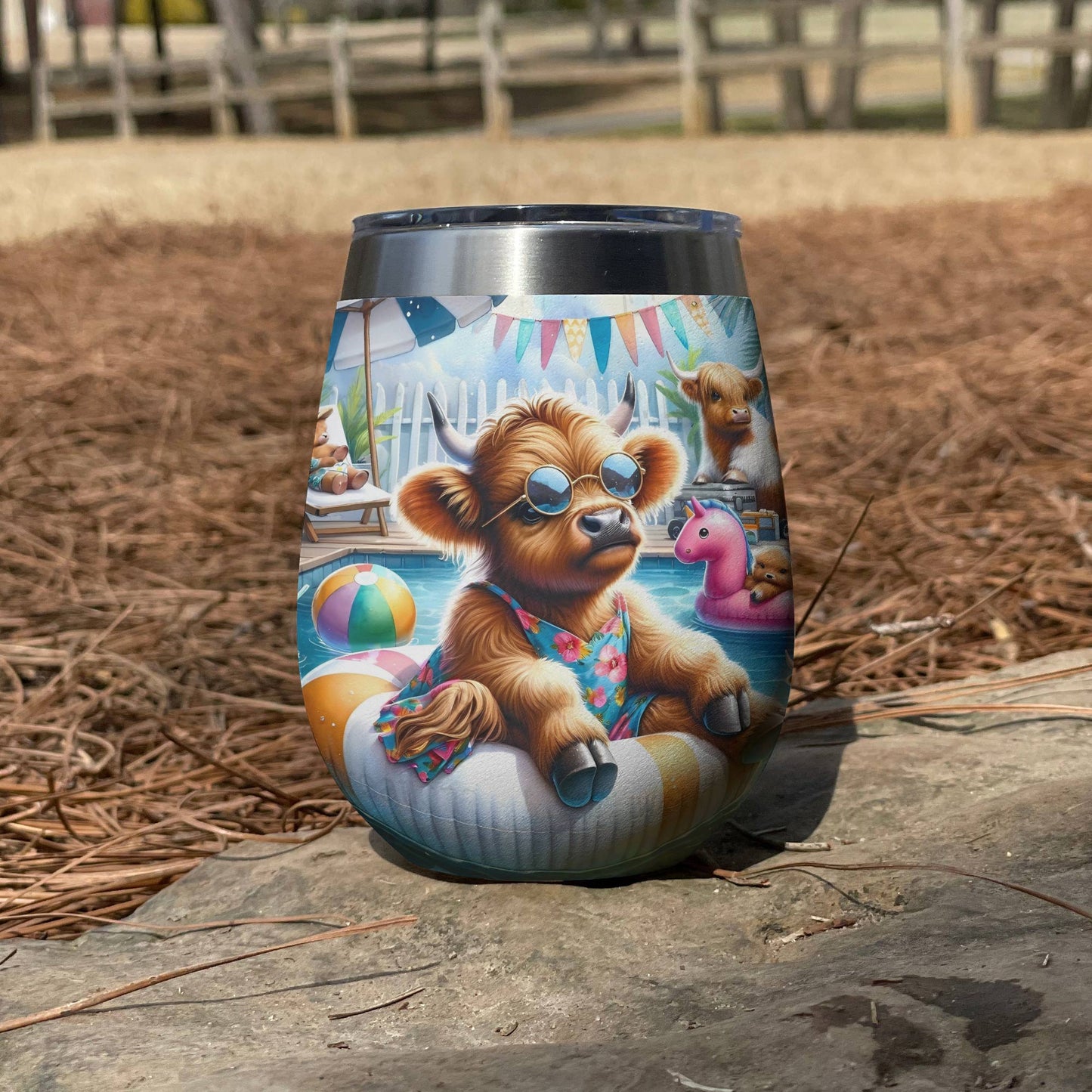 Shineful Wine Tumbler Cow Vacation