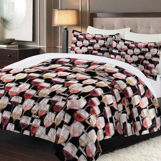 Shineful Quilt 3-Piece Set Wine Pattern