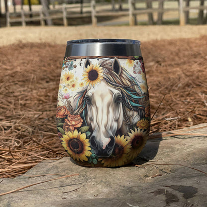 Shineful Wine Tumbler Floral Horse