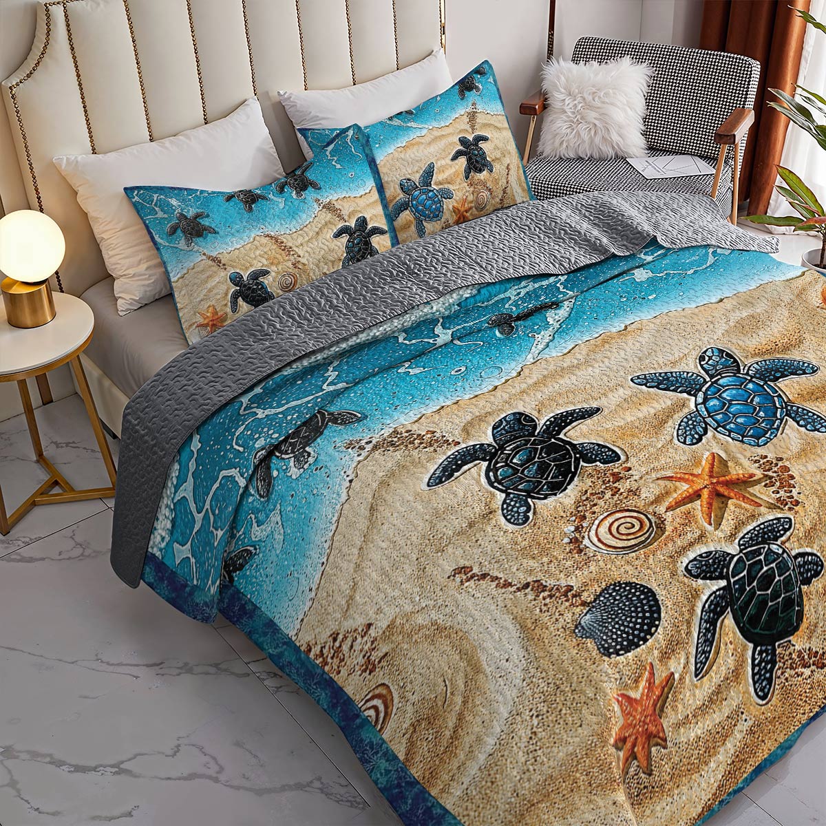 Shineful All Season Quilt 3-Piece Set Sea Turtle Vacation