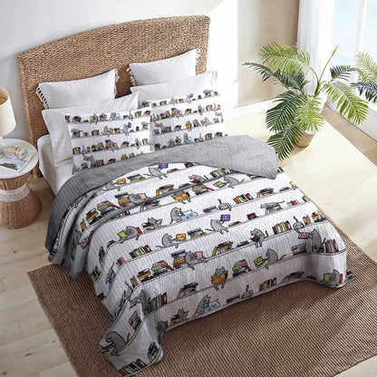 Shineful All Season Quilt 3-Piece Set Curious Cats