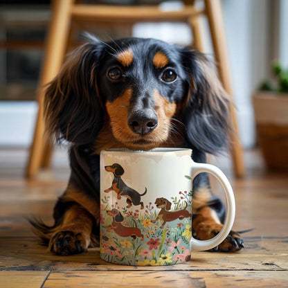 Tasse en céramique brillante Dachshund Delight