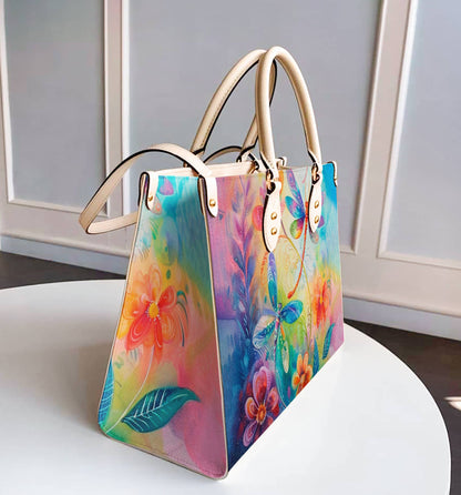 Shineful Leather Bag Colorful Dragonflies