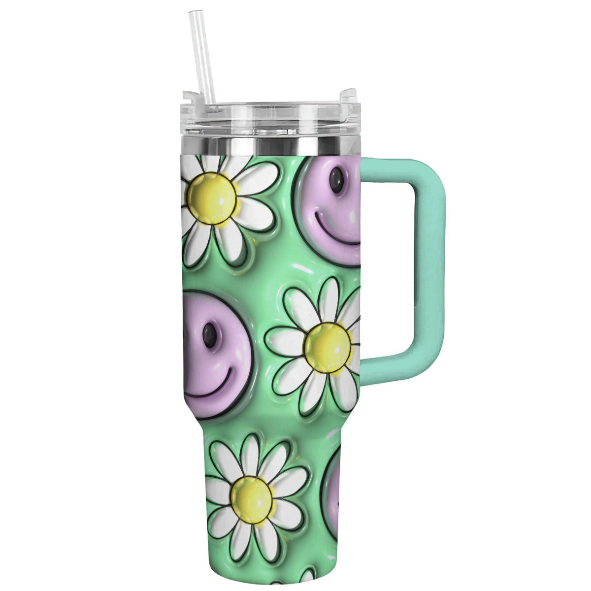 Retro 40 Oz Shineful™ Tumbler Smiling Daisies Lk8 Mint 40Oz