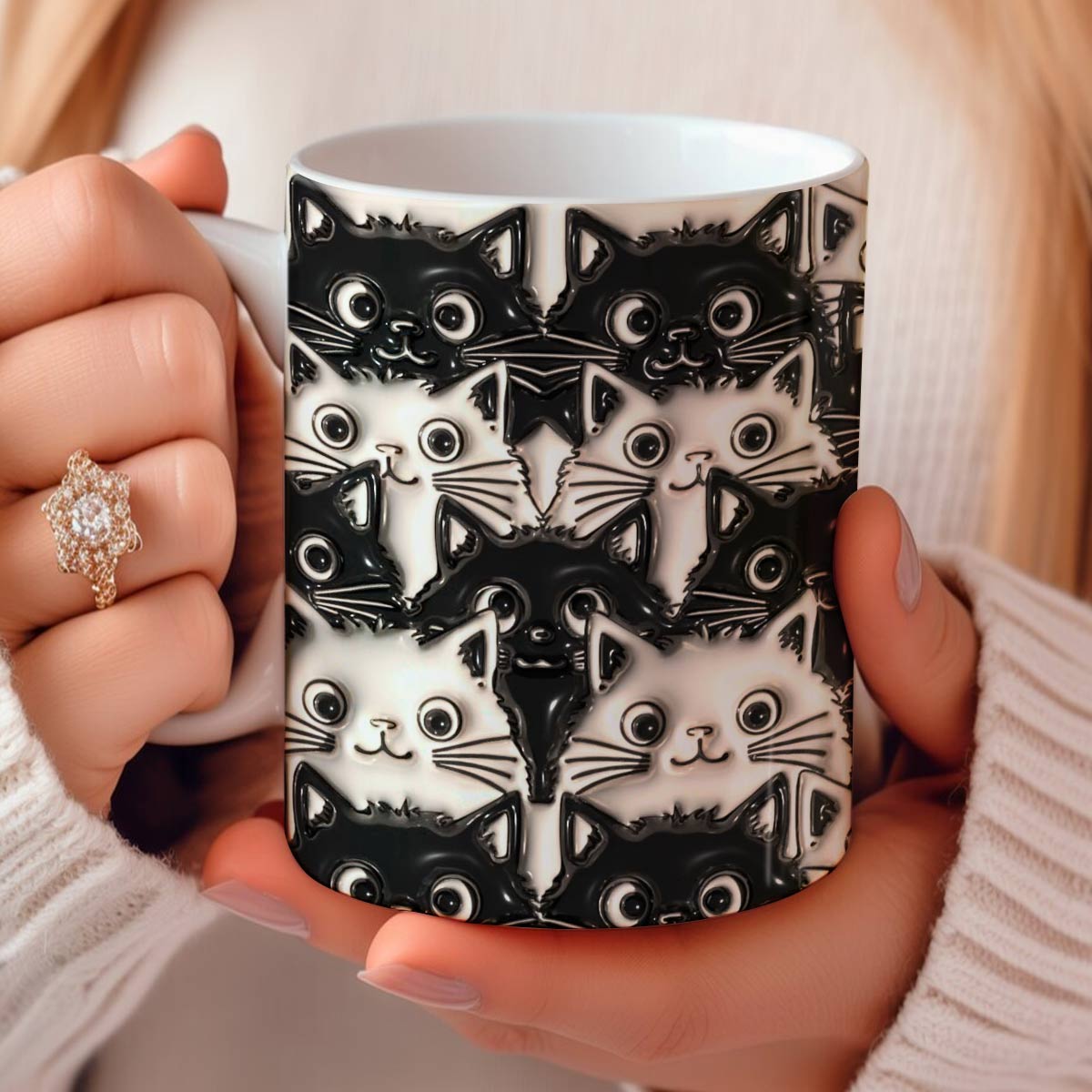 Tasse en céramique brillante Fat Cats