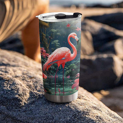 Shineful 20oz Tumbler Hibiscus Flamingo