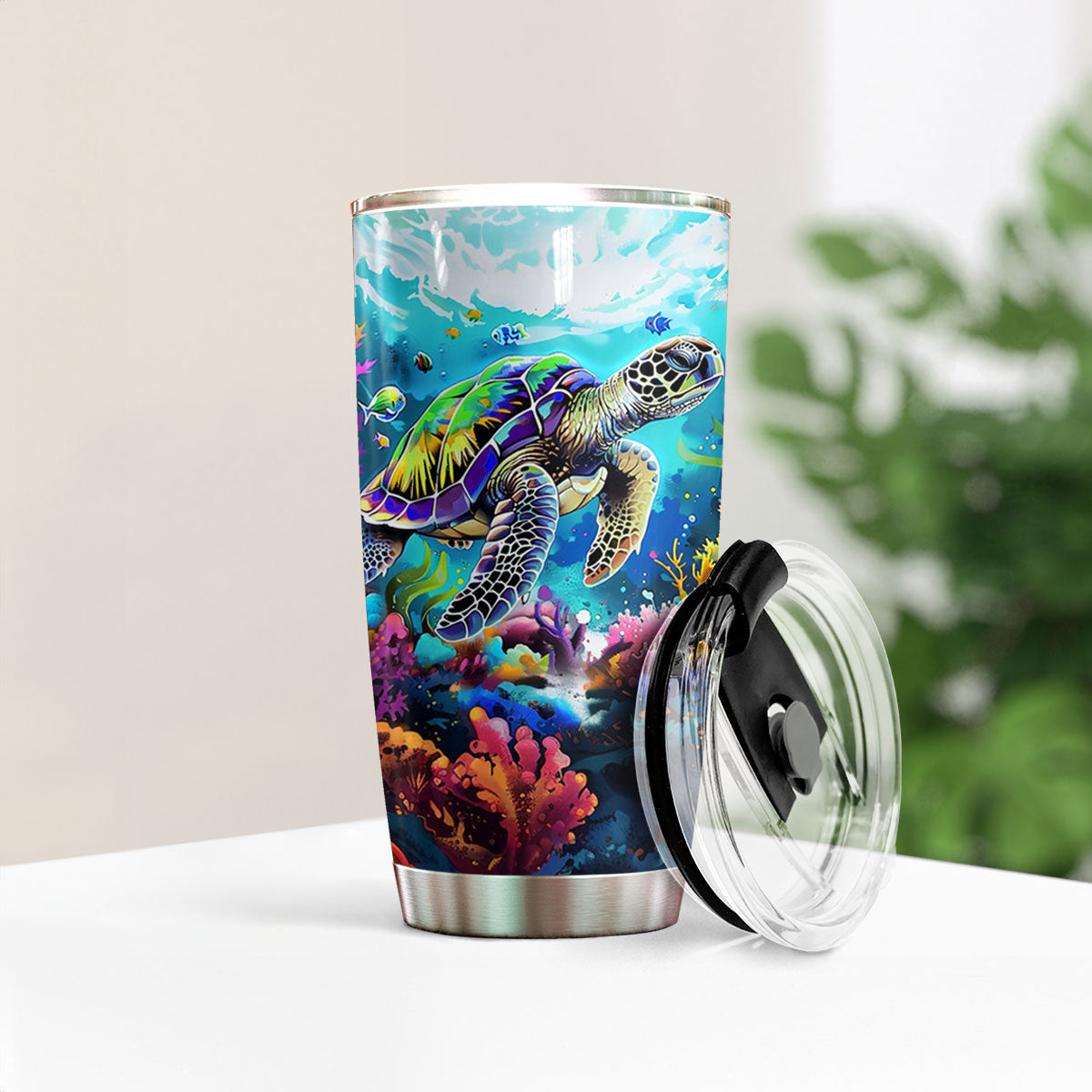 Shineful 20oz Tumbler Neon Sea Turtle