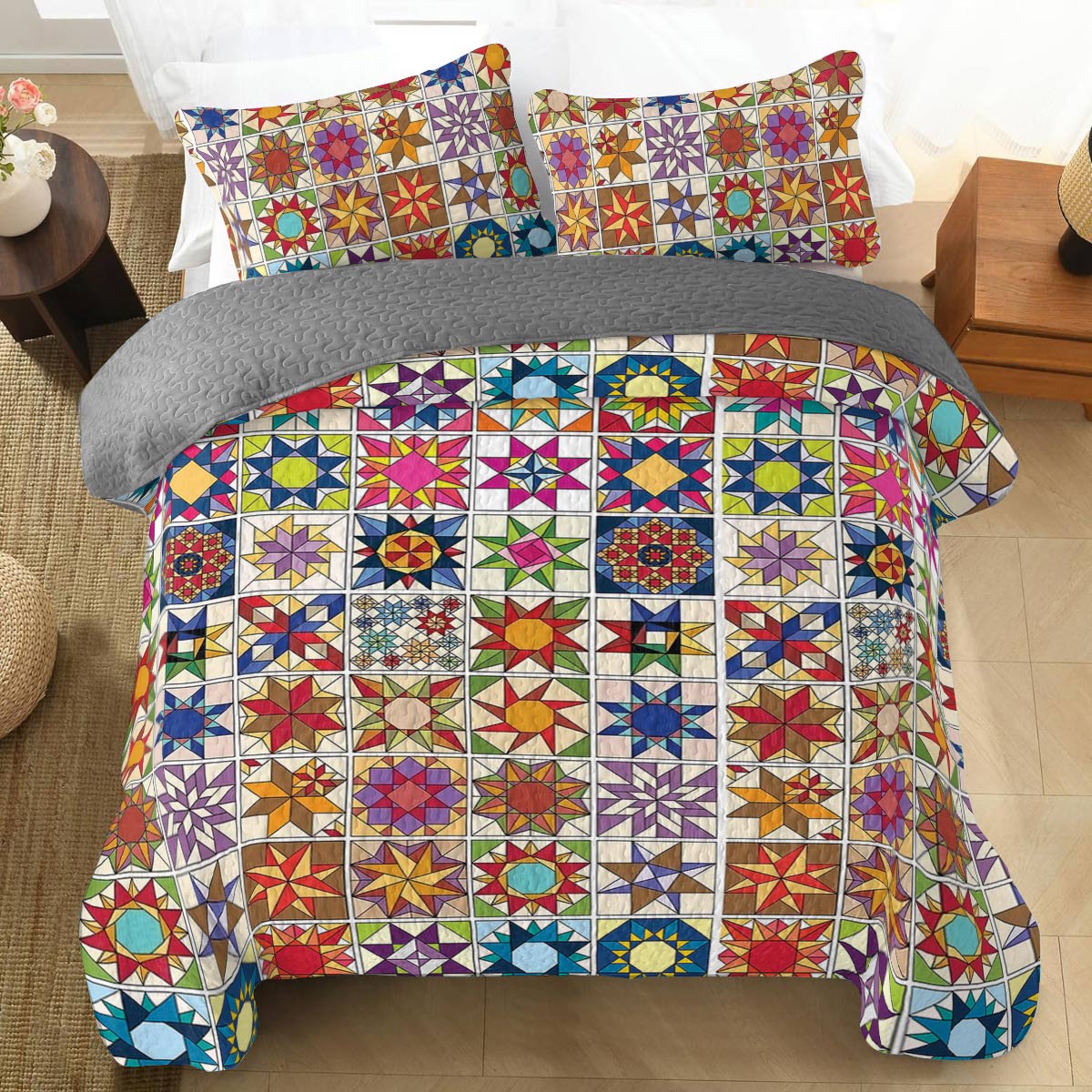 Shineful All Season Quilt 3-Piece Set Quilt Blocks