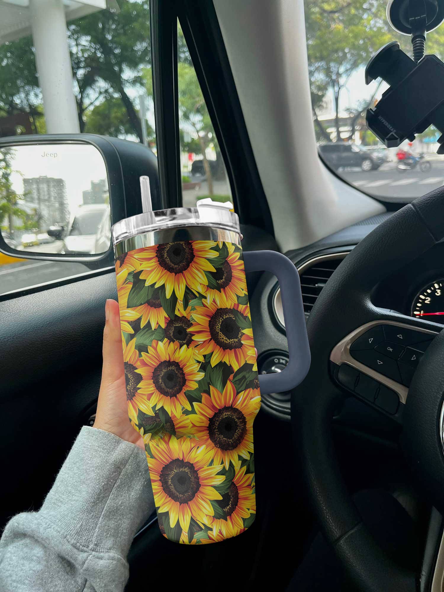 Flower 40 Oz Shineful™ Bright Sunflowers Lk8 Navy 40Oz Tumbler