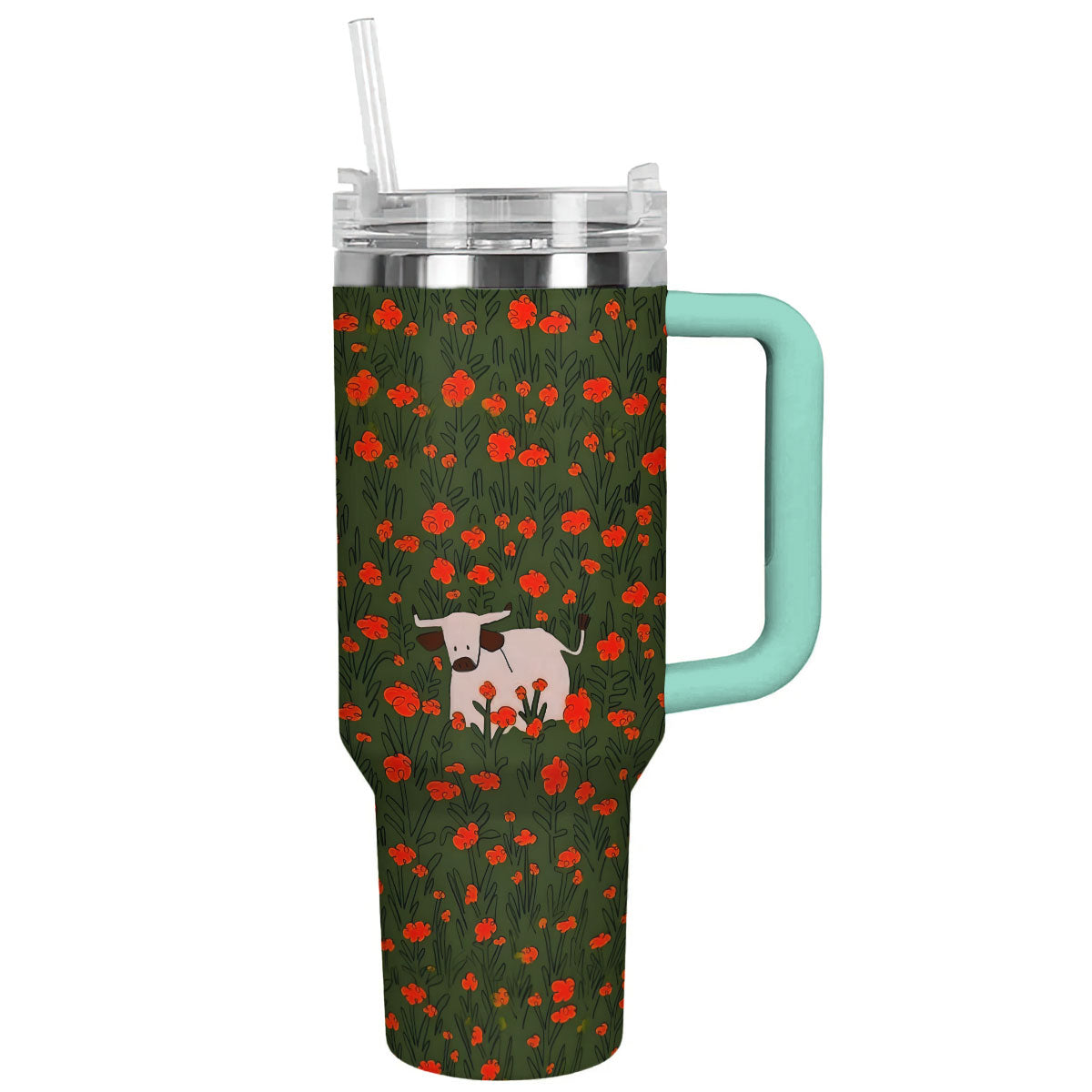 Cow 40 Oz Shineful™ Tumbler Dreamy Lk8 Turquoise Blue 40Oz