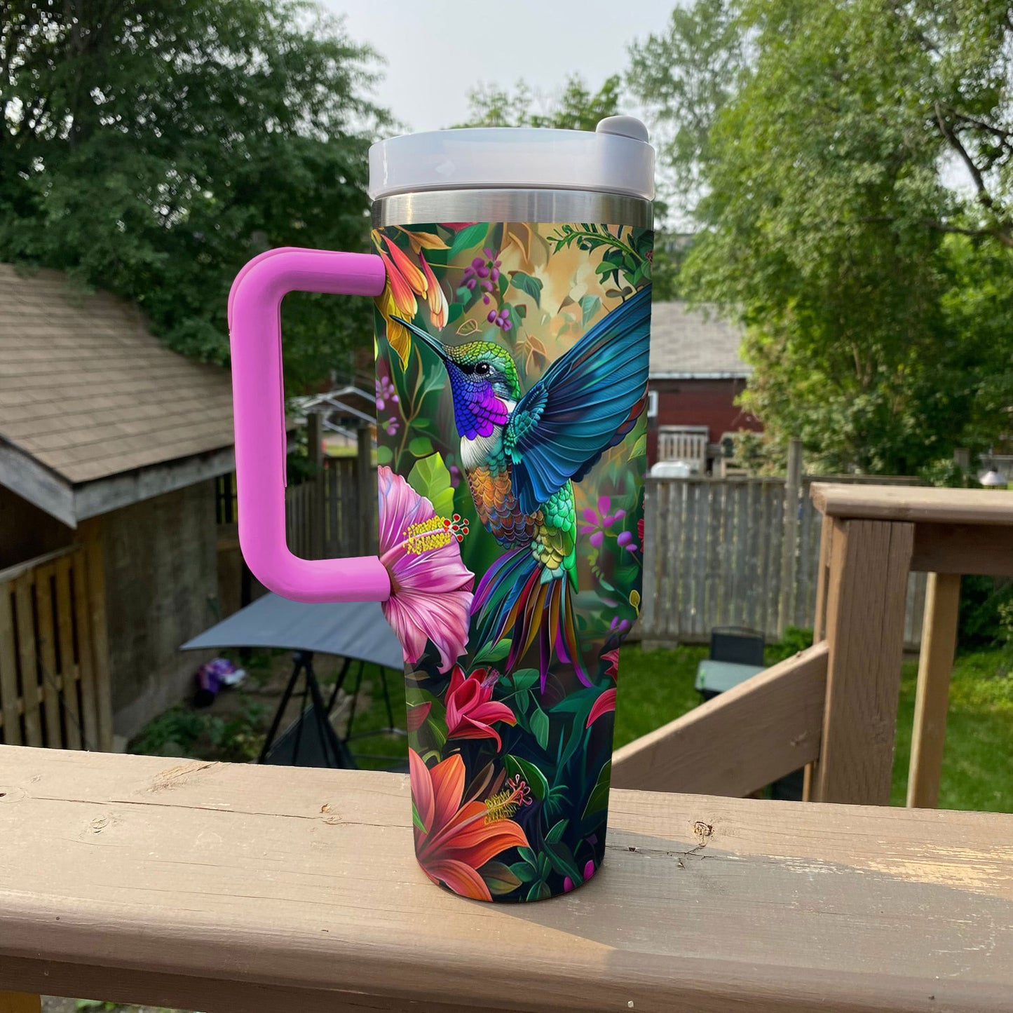 Shineful Tumbler Floral Hummingbird