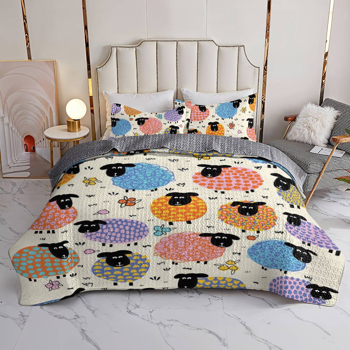 Shineful All Season Quilt 3-Piece Set Dreamy Sheep