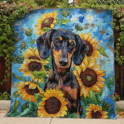 Shineful Dachshund With Sunflowers