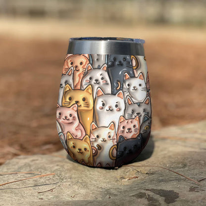 Shineful Wine Tumbler Cat Adorable Cats