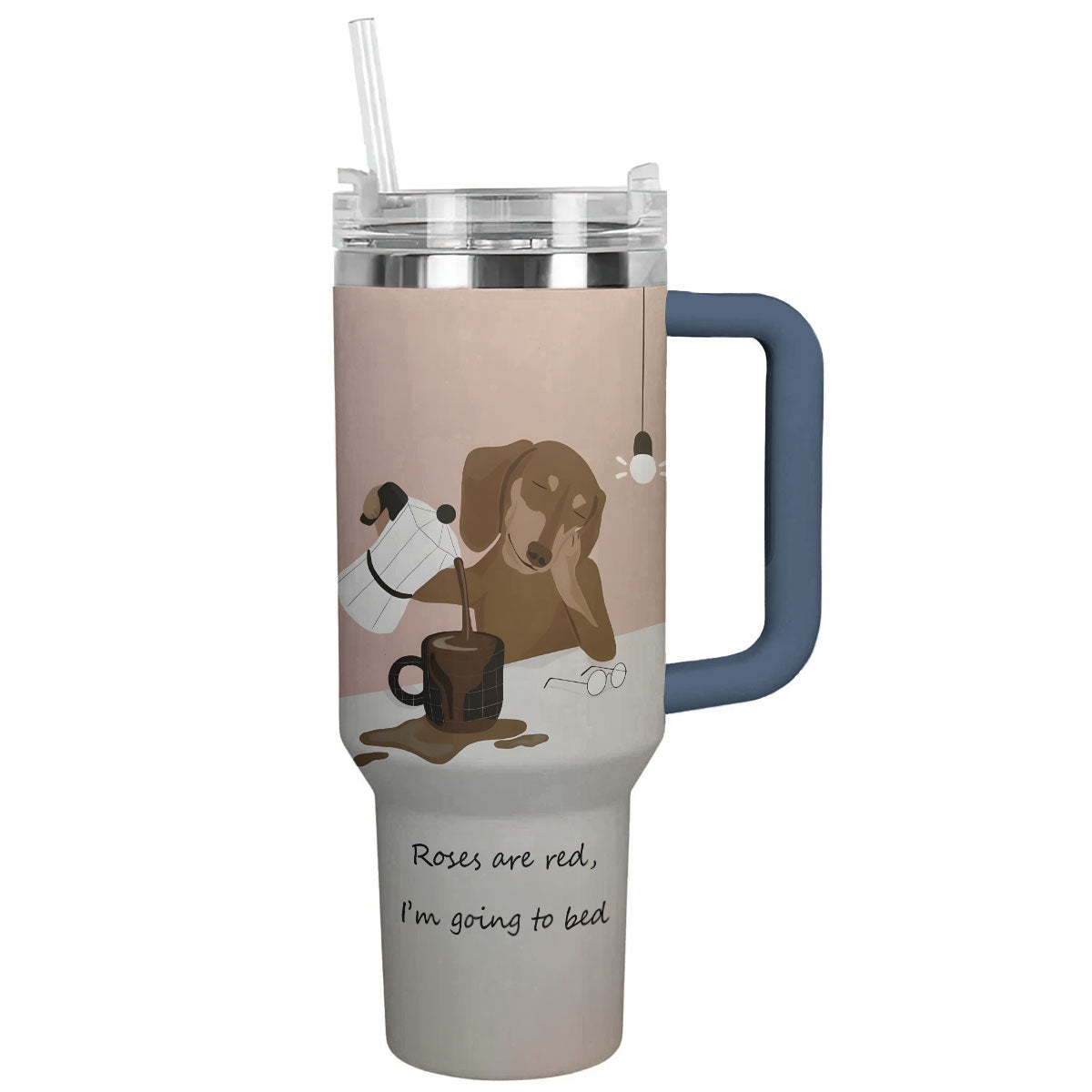 Dog 40 Oz Shineful™ Tumbler Sleepy Dachshund Lk8 Navy 40Oz