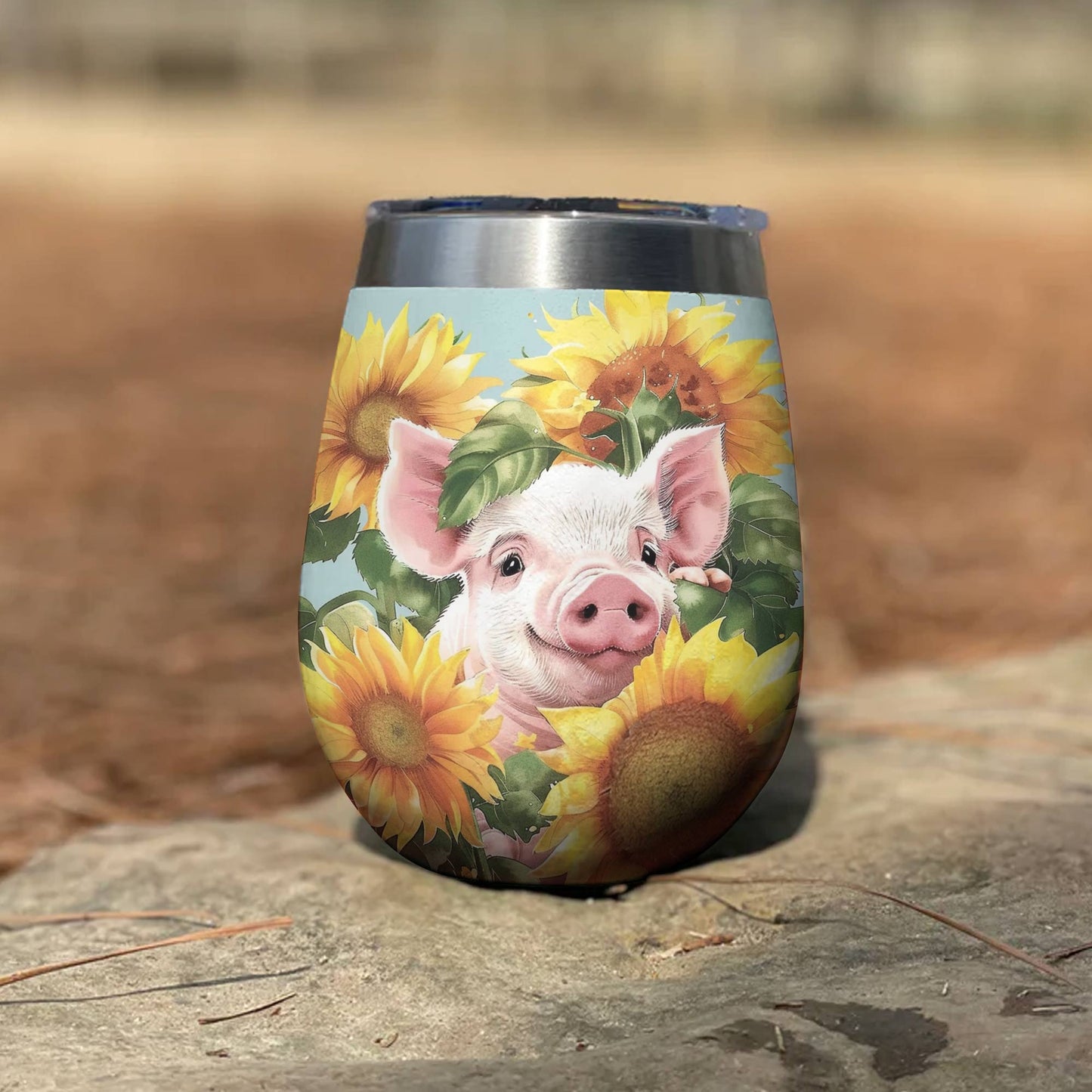 Verre à vin Shineful Cochon dans les tournesols