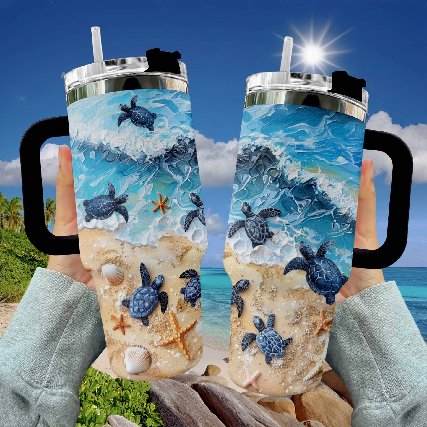 Shineful Tumbler Sea Turtle Vacation