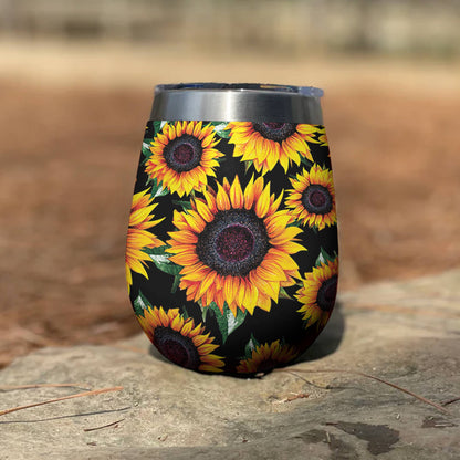 Shineful Wine Tumbler Brilliant Sunflowers