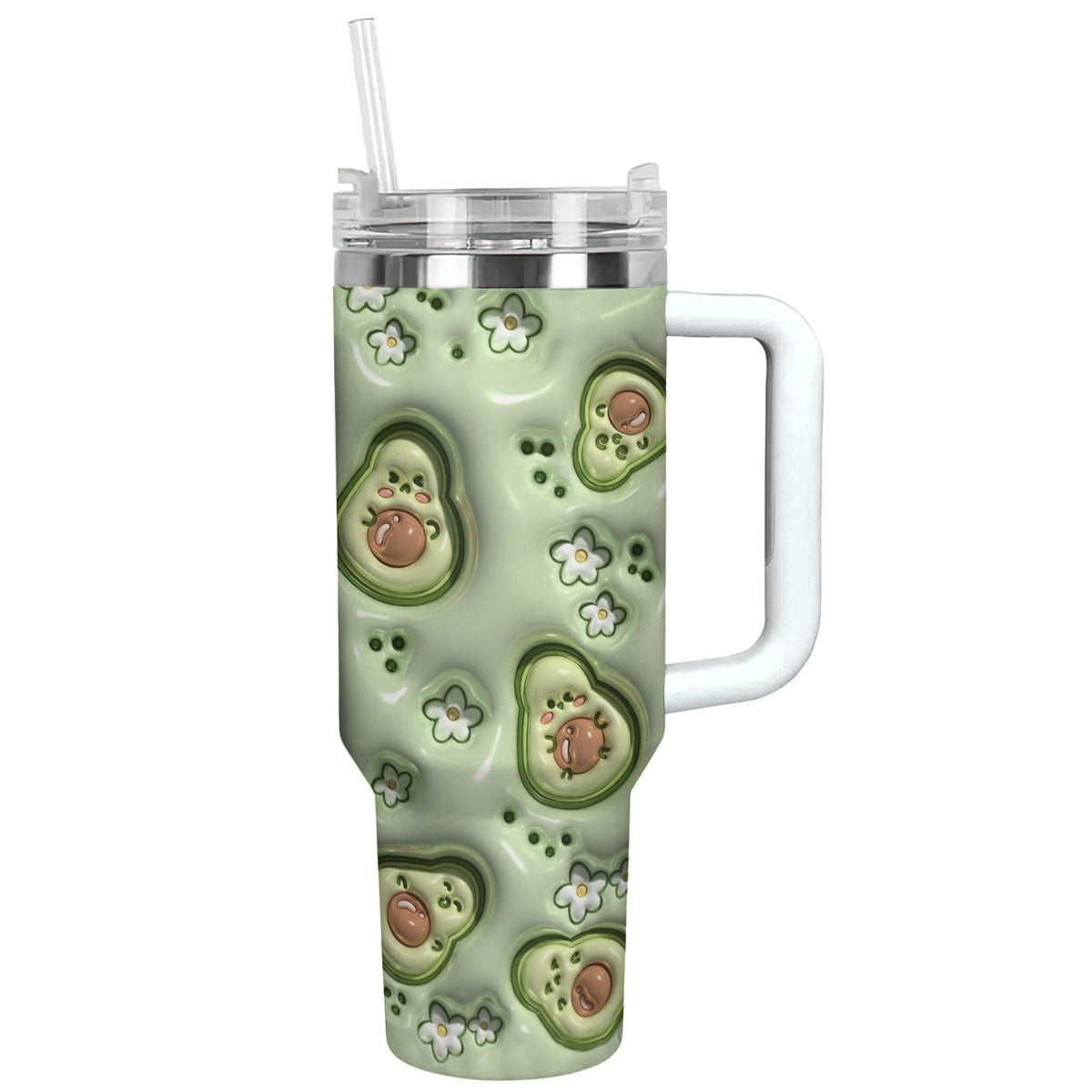 Avocado 40 Oz Shineful™ Tumbler Cute Avocados Lk8 White 40Oz