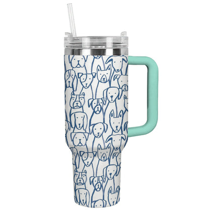 Dog 40 Oz Shineful™ Tumbler Cute Dogs Lk8 Turquoise Blue 40Oz