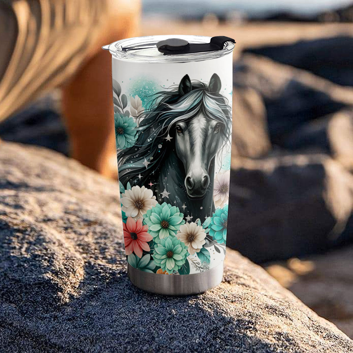 Shineful 20oz Tumbler Floral Dark Horse