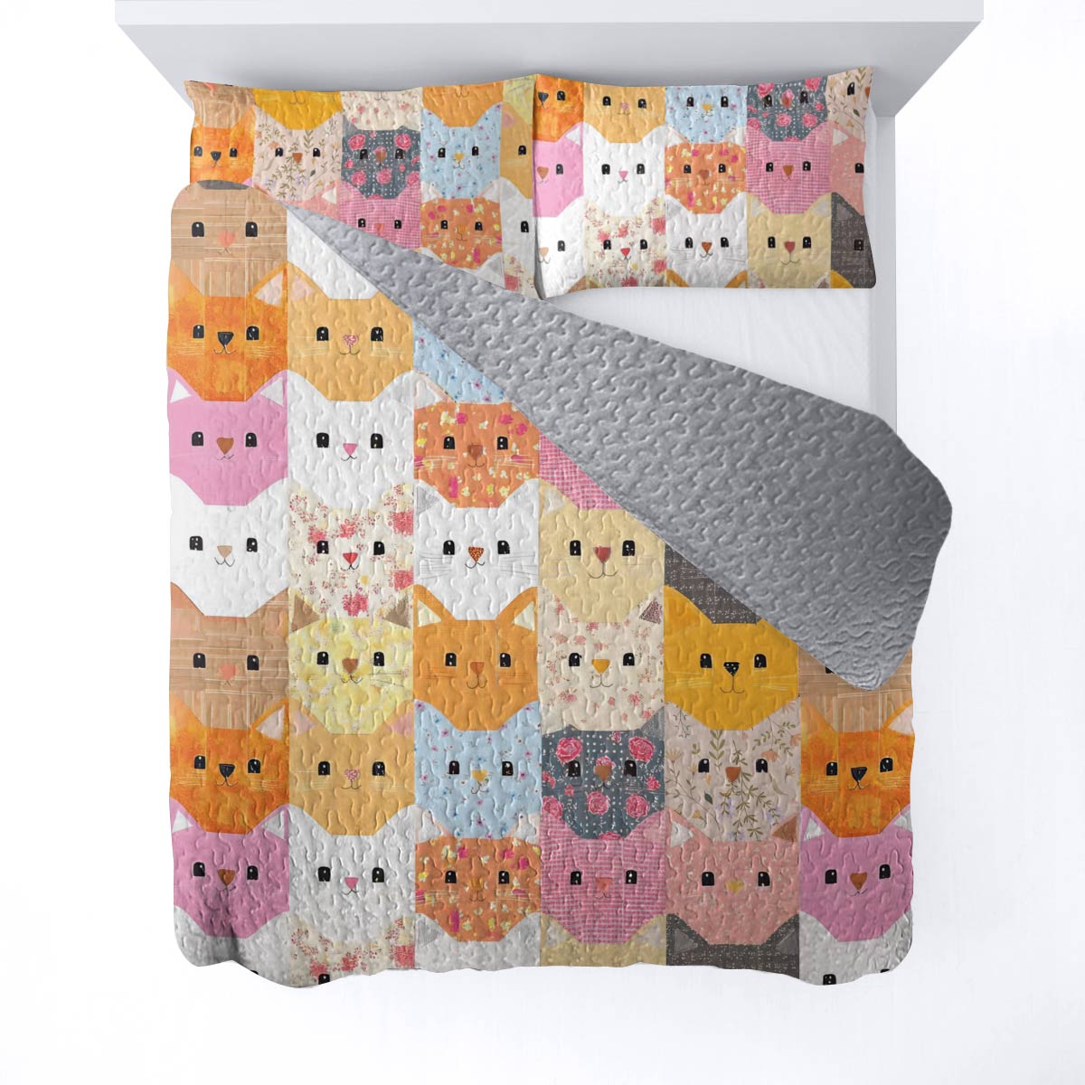 Shineful All Season Quilt 3-Piece Set Cat Blocks