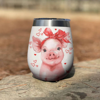 Pig 12 Oz Shineful™ Wine Tumbler Lovely Lk8 12Oz