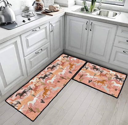 Shineful Ultra-Thin Non Skid Floor Mat, Kitchen Rugs Desert Gallop