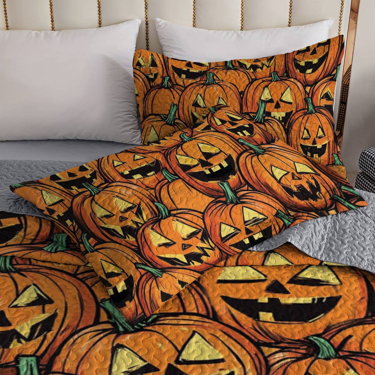 Shineful All Season Quilt 3-Piece Set Jack-o'-Lantern Nights