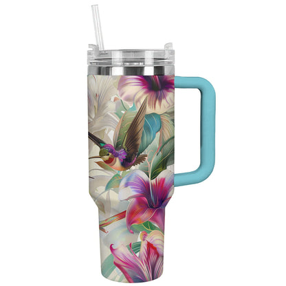 Shineful Tumbler Floral Hummingbirds Ver2