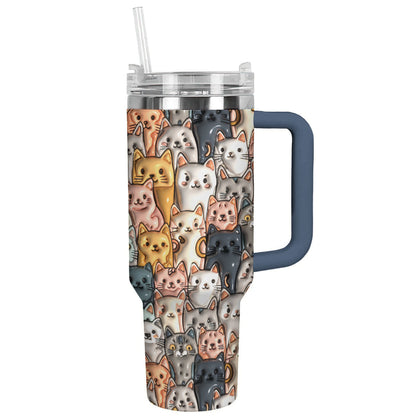 Cat 40 Oz Shineful™ Tumbler Adorable Cats Ver3 Lk8 Navy 40Oz