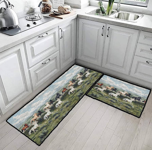 Shineful Ultra-Thin Non Skid Floor Mat, Kitchen Rugs Free Horses