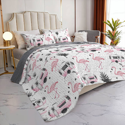 Shineful All Season Quilt 3-Piece Set Flamingo Trip