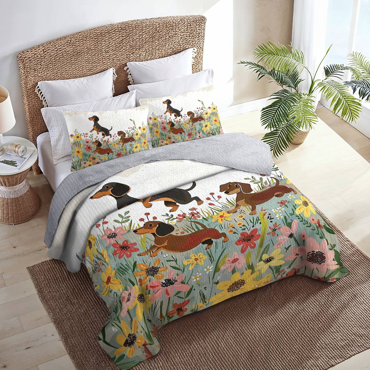 Shineful All Season Quilt 3-Piece Set Dachshund Delight