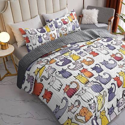 Shineful All Season Quilt 3-Piece Set Naughty Cats