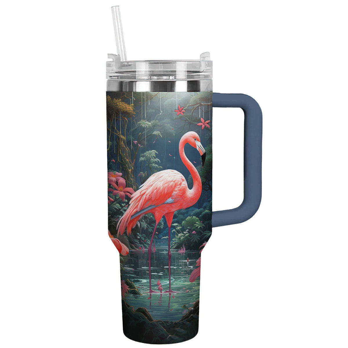 Flamingo 40 Oz Shineful™ Tumbler With Hibiscus Lk8 Navy 40Oz