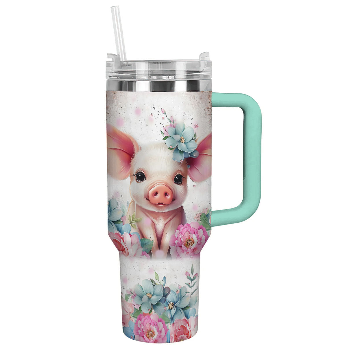 Pig 40 Oz Shineful™ Tumbler Floral Lk8 Turquoise Blue 40Oz