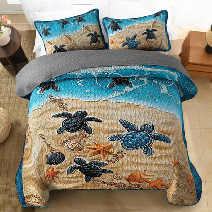 Shineful All Season Quilt 3-Piece Set Sea Turtle Vacation