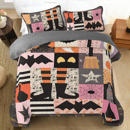 Shineful All Season Quilt 3-Piece Set Halloween Patchwork