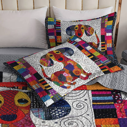 Shineful All Season Quilt 3-Piece Set Colorful Dachshund