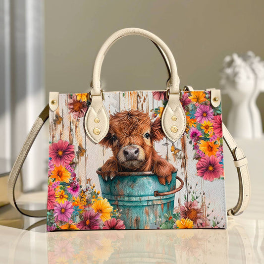 Cow Leather Bag Shineful Floral Lk8