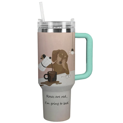 Dog 40 Oz Shineful™ Tumbler Sleepy Dachshund Lk8 Turquoise Blue 40Oz