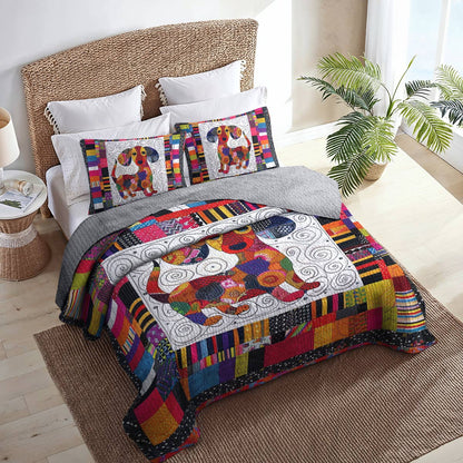 Shineful All Season Quilt 3-Piece Set Colorful Dachshund