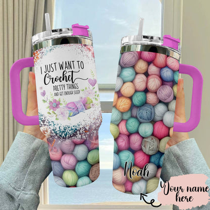 Shineful Tumbler Personalized Just Wanna Crochet