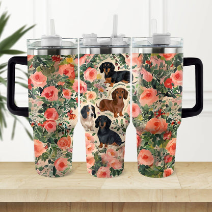 Shineful Tumbler Dog Floral Dachshunds