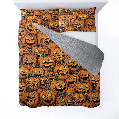 Shineful All Season Quilt 3-Piece Set Jack-o'-Lantern Nights